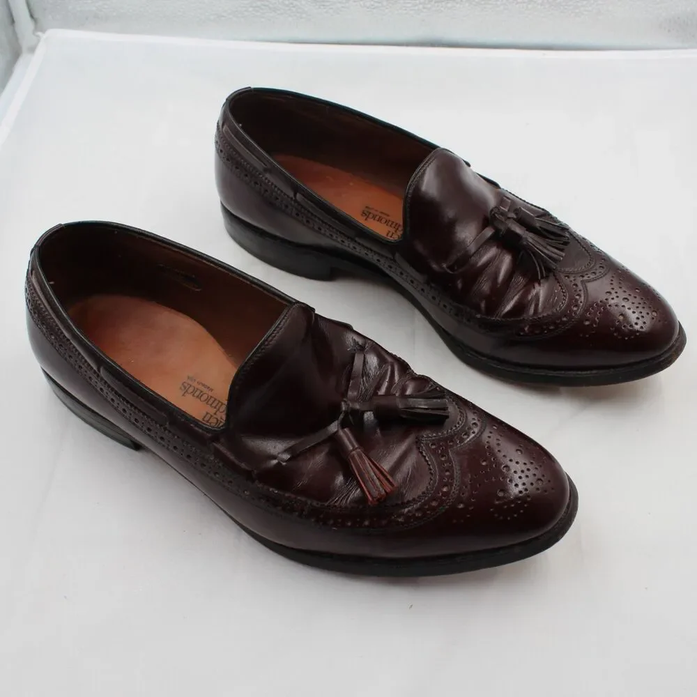 Allen Edmonds Manchester Sz 11M Men Wingtip Tassel Loafers Burgundy Leather